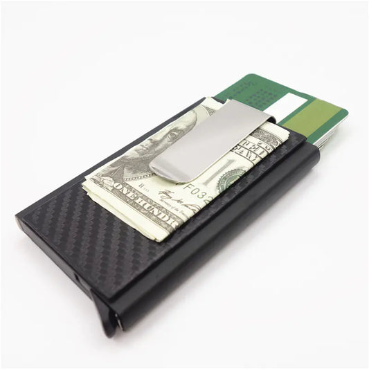Aluminum Alloy RFID Wallet with Carbon Fiber Card Case by Anti Spier
