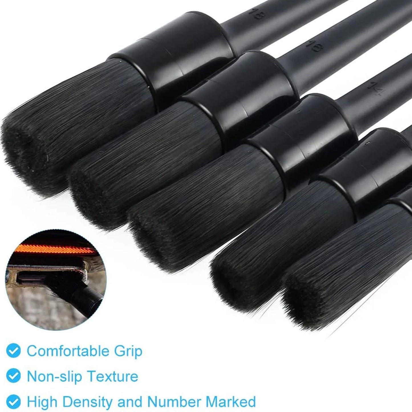5PC Car Detailing Brush Kit Boar Hair Vehicle Auto Interior For Wheel Clean Sets by Anti Spier