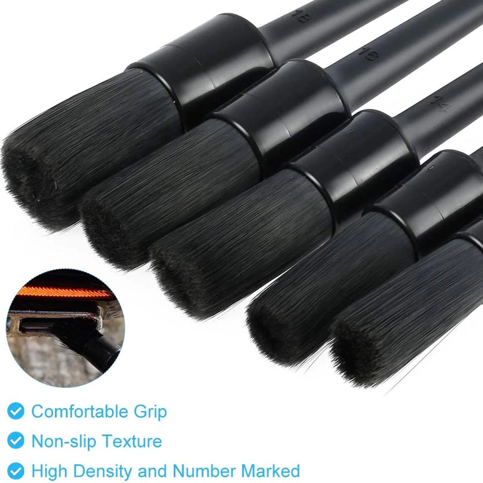 5PC Car Detailing Brush Kit Boar Hair Vehicle Auto Interior For Wheel Clean Sets by Anti Spier