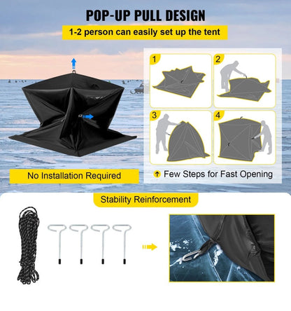 2-3 Person Ice Fishing Shelter, Pop-Up Portable Insulated Ice Fishing Tent, Waterproof Oxford Fabric by Anti Spier