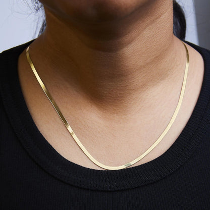 Unisex Solid 14K Gold 2.8mm Imperial Herringbone Chain Necklace by Anti Spier