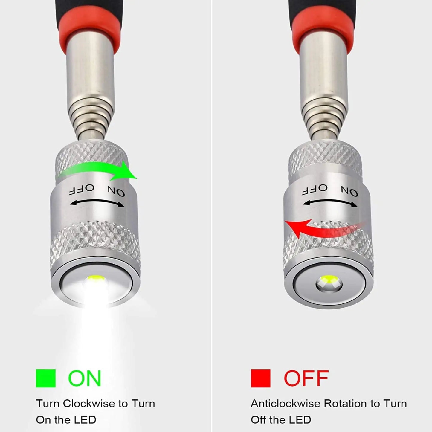 Magnetic Pick Up Tool with LED Light (2-Pack) by Anti Spier