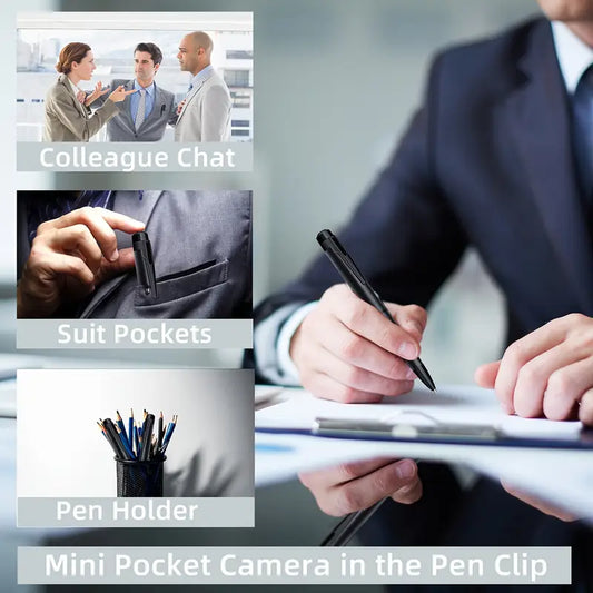 HD 1080P Pen Camera, 64GB Memory Card Included, Portable Mini Surveillance & Security Nanny Cam, Easy-to-Use, for Home Office Meeting Recording, Indoor/Outdoor Use by Anti Spier