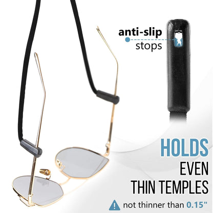 Eyeglasses String Holder Strap Glasses Cords 4 Pcs Black Adjustable 27 inch Long by Anti Spier