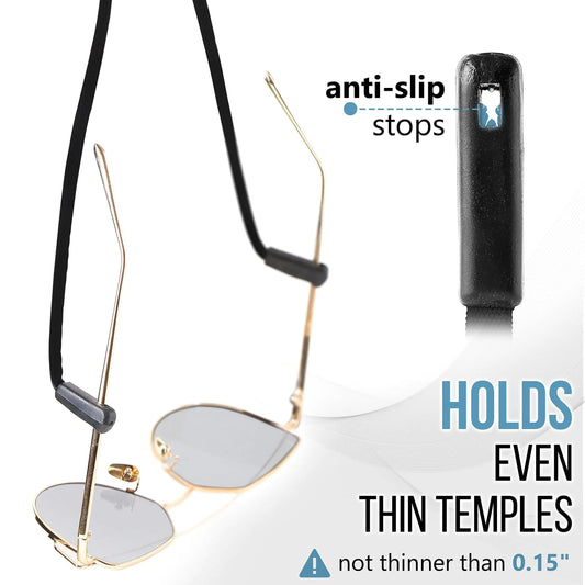 Eyeglasses String Holder Strap Glasses Cords 4 Pcs Black Adjustable 27 inch Long by Anti Spier