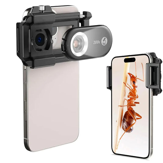 UltraZoom 200X Smartphone Microscope with 12 LED Lights by Anti Spier