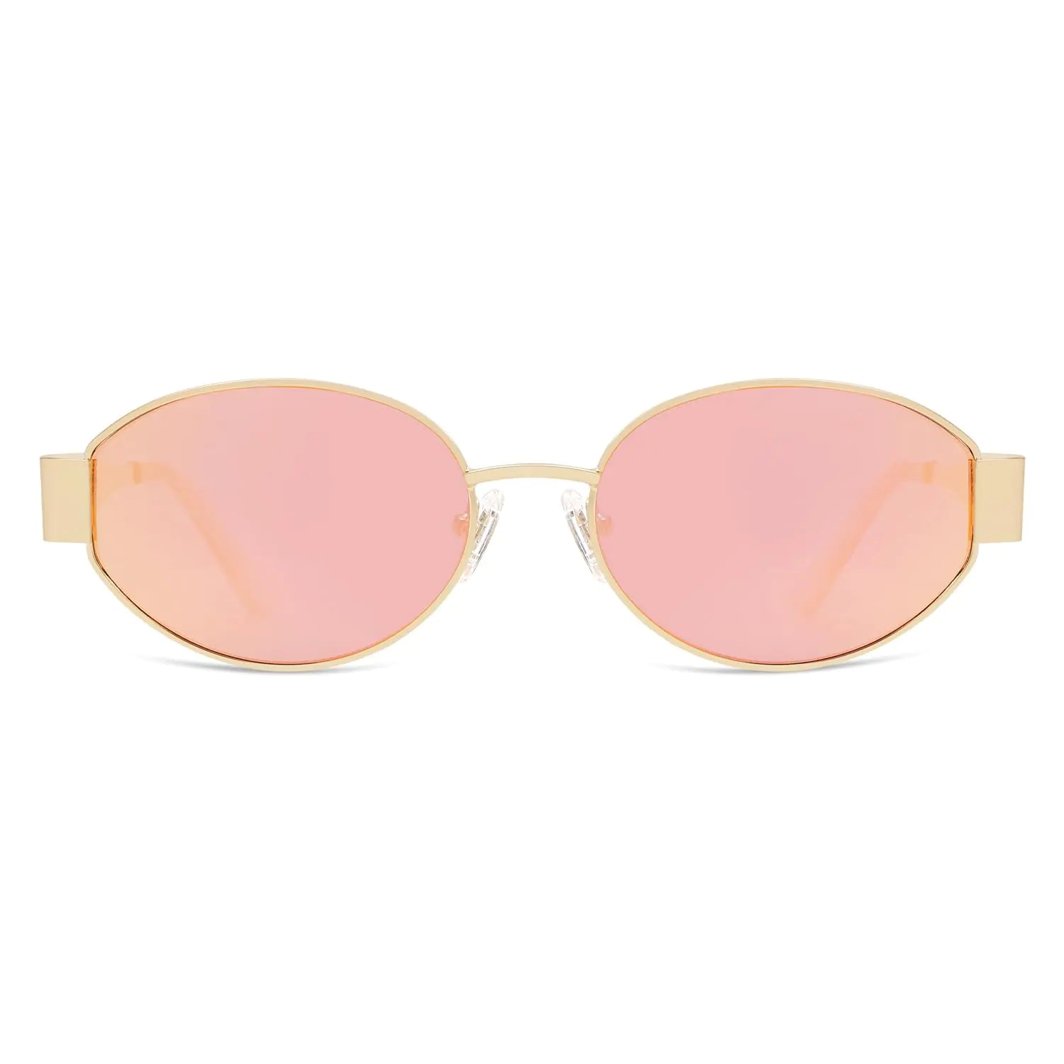 SOJOS Retro Oval Sunglasses for Women Men Trendy Sun Glasses Classic Shades UV400 Protection SJ1217 Gold/Grey by Anti Spier