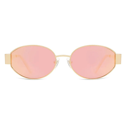 SOJOS Retro Oval Sunglasses for Women Men Trendy Sun Glasses Classic Shades UV400 Protection SJ1217 Gold/Grey by Anti Spier