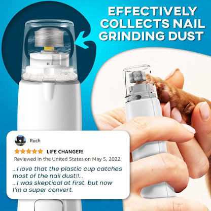 Dog Nail Grinder with LED Light Rechargeable for Large Medium & Small Dogs by Anti Spier