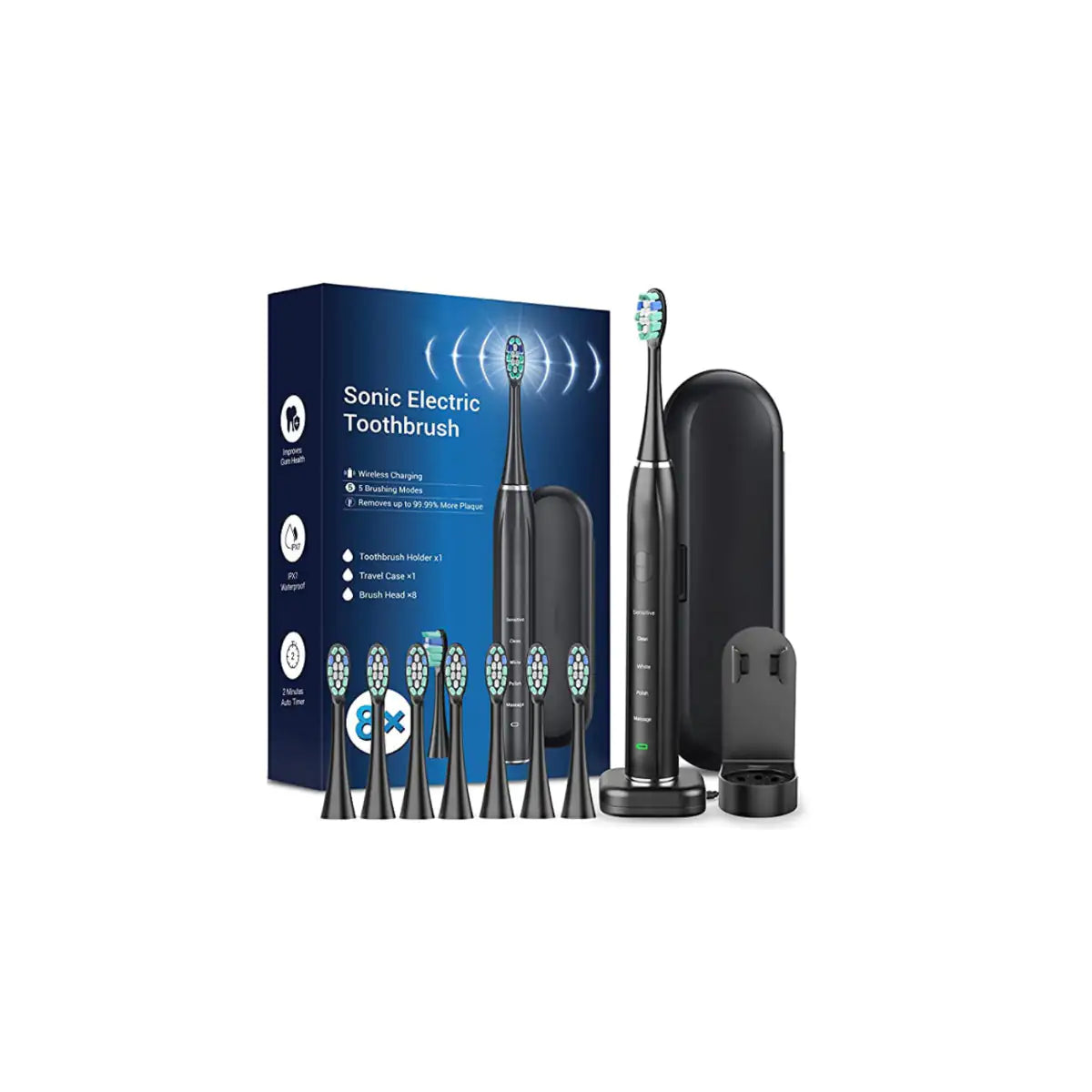 Smart Sonic Dental Care Toothbrush With 8 Brush Heads by Anti Spier