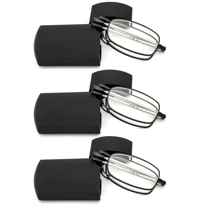3 Pack Folding Reading Glasses for Men Women Blue Light Blocking Computer Readers Spring Hinge with Small Compact Case Black 2.75 by Anti Spier