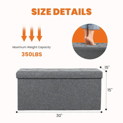 Padded Storage Ottoman Bench with Seating | Folding Ottoman Stool, Storage Chest, End Of Bed Bench for Bedroom, Living Room by Anti Spier