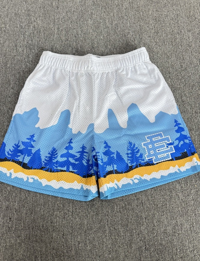 American-style knee-length pants EE sunrise oil painting style mesh capri pants quick-drying shorts for men by Hypersku