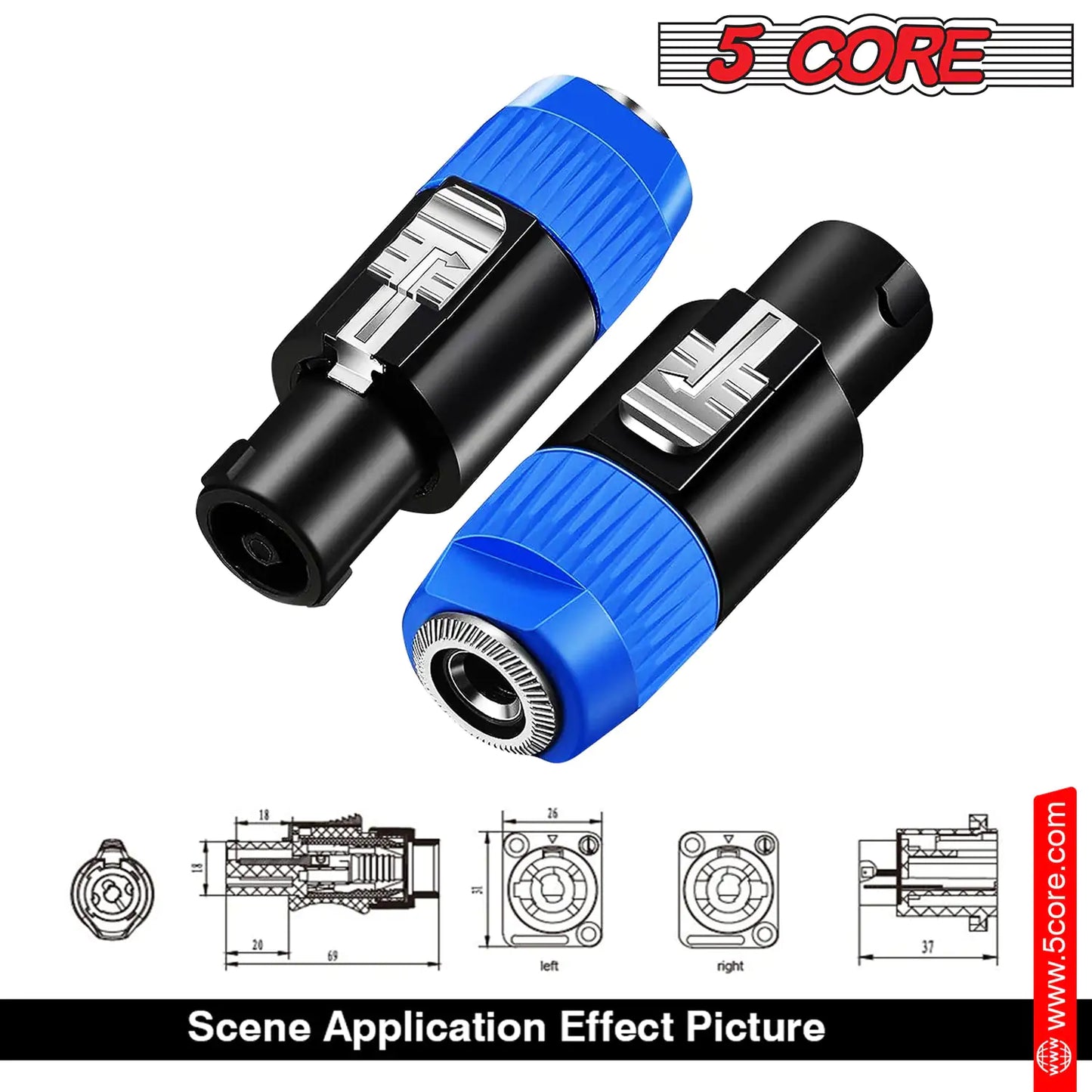 5 Core Speakon Adapter High Quality Audio Jack Male Audio Pin Speaker Adapter Connector by Anti Spier
