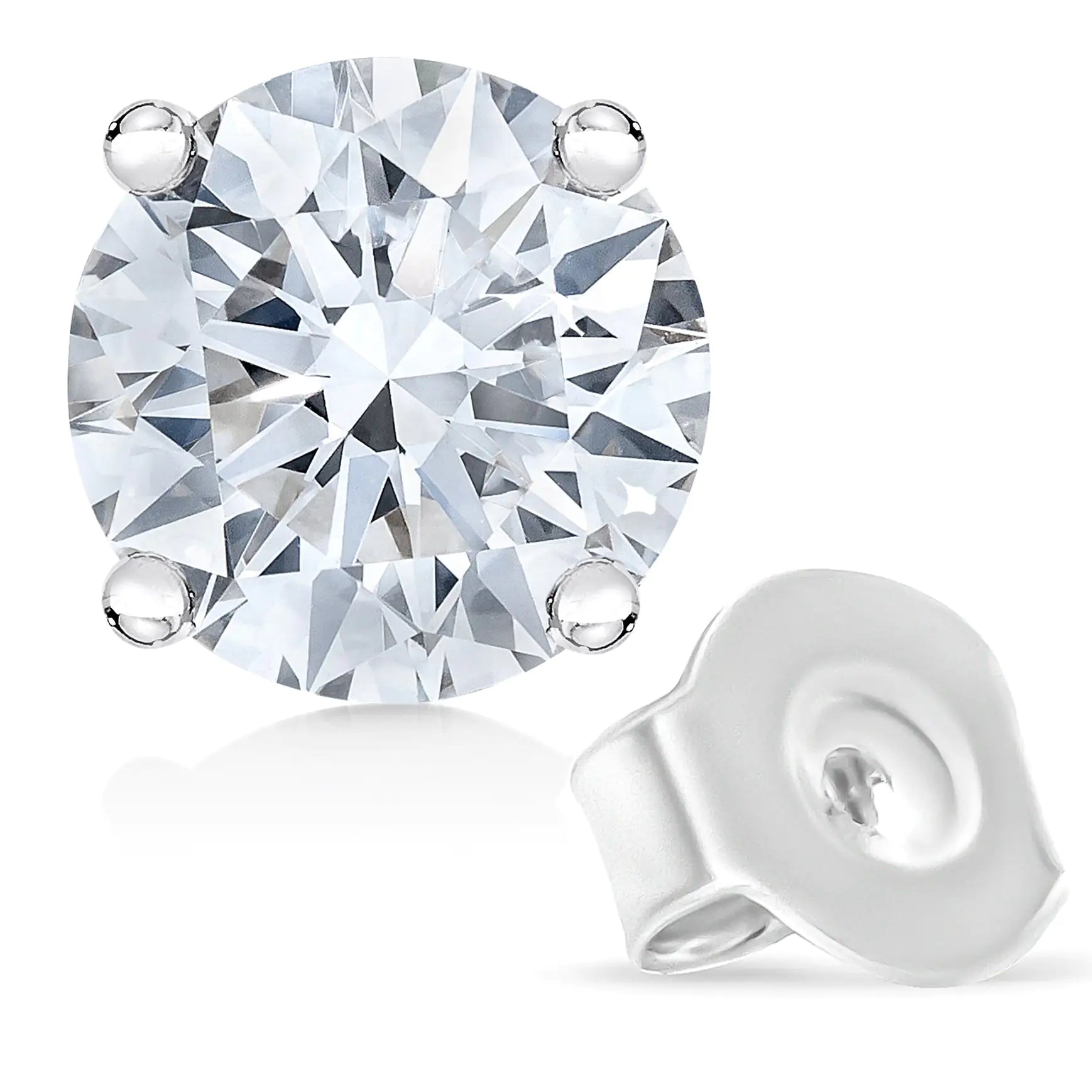 14K White Gold 1/2 Cttw 4-Prong Set Brilliant Round-Cut Solitaire Lab Grown Diamond Push Back Stud Earrings (F-G Color, VS2-SI1 Clarity) by Anti Spier