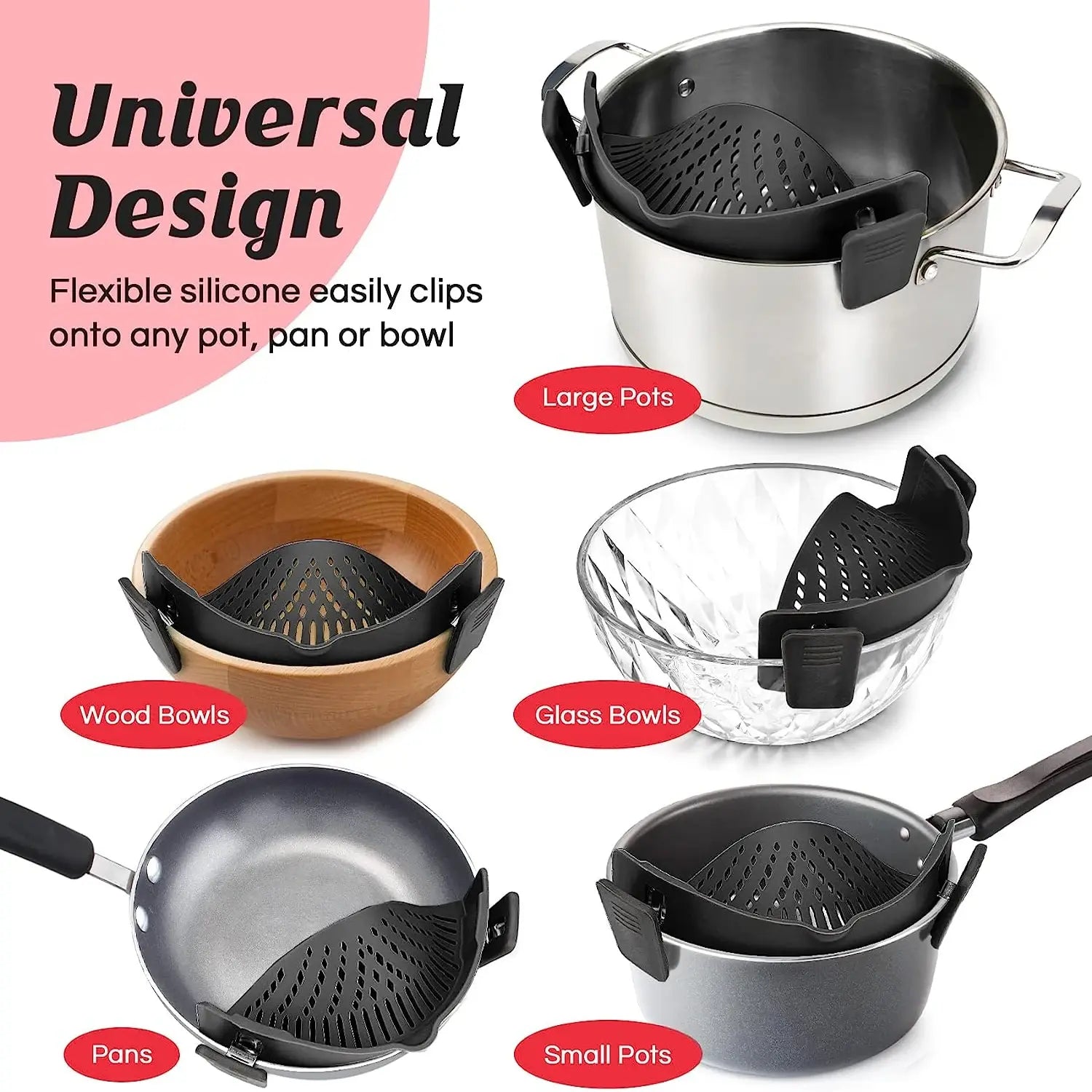 Multi-Functional Silicone Clip-On Strainer by Anti Spier