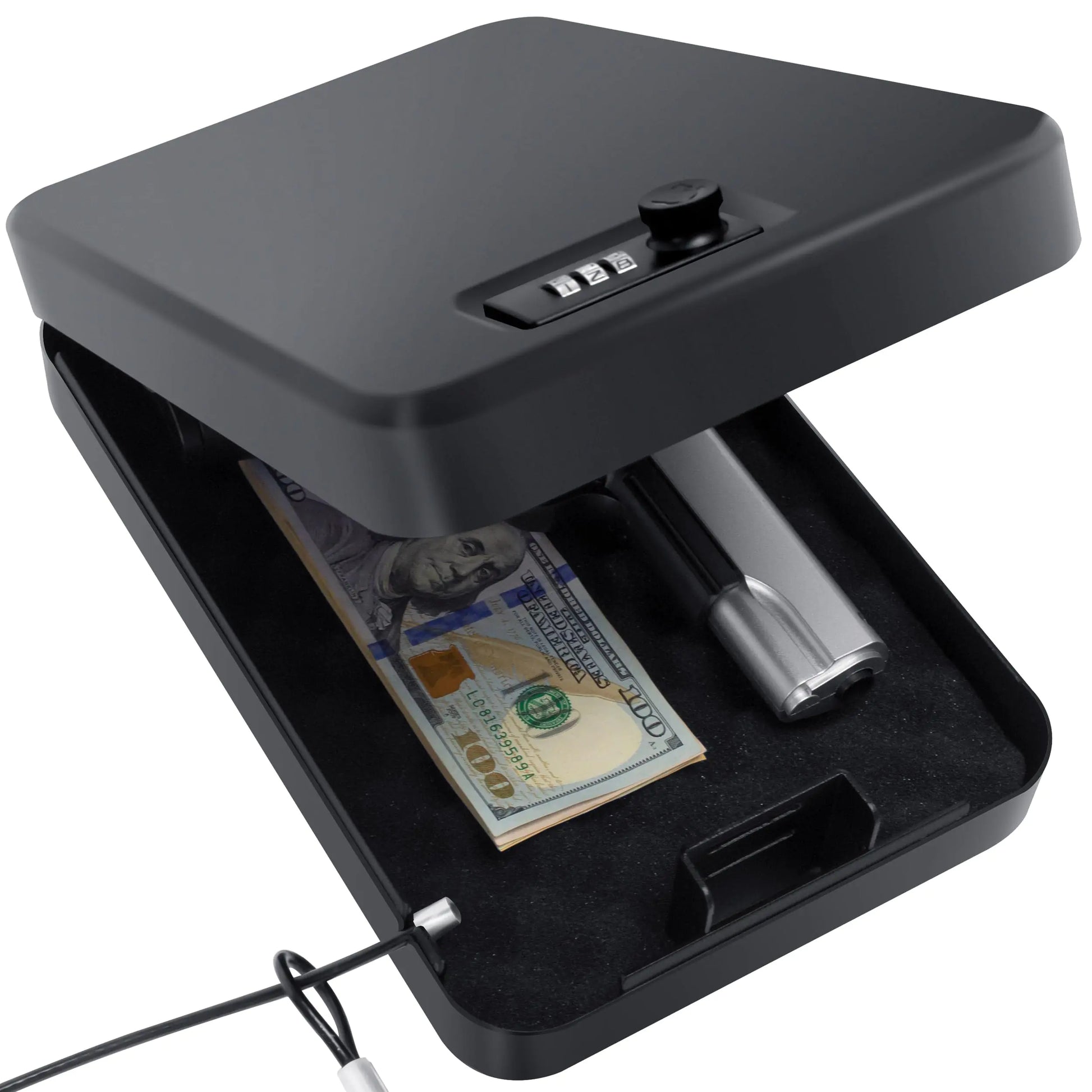 Portable Gun Safe for Pistols Small Handgun Lock Box with Combination Lock or Key Lock Portable Travel Pistol Safe for Travel Home Car (Large-com) by Anti Spier