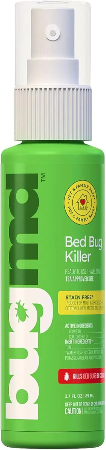 BugMD Bed Bug & Mite Spray - TSA Approved 3 oz - Child & Pet Safe Stain & Odor Free - Lice Tick Fly Mosquito Flea Dust Mite Treatment - Travel Essential for Hotels Suitcases Backpacks Shoes by Anti Spier