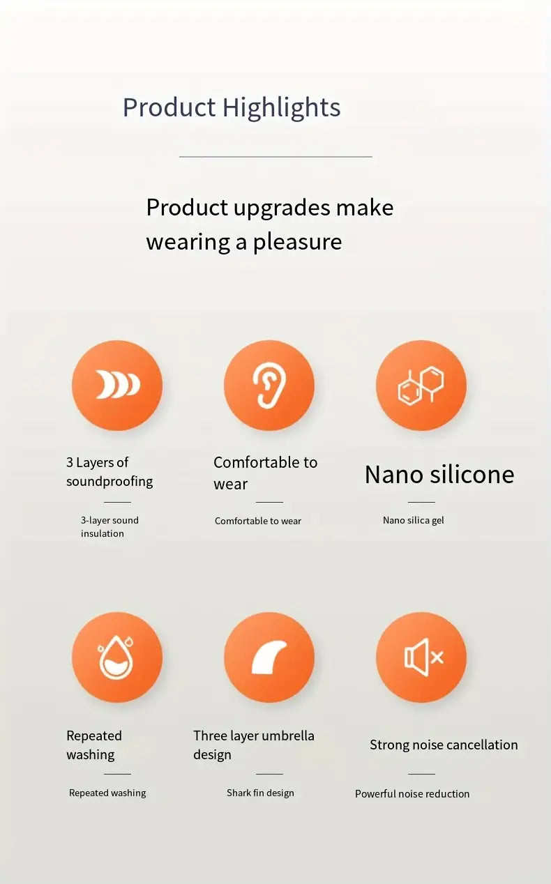 Silicone Noise-Canceling Earplugs for Sleeping - Reusable, Snore & Swimming Comfort, Quiet Night's Rest by Anti Spier