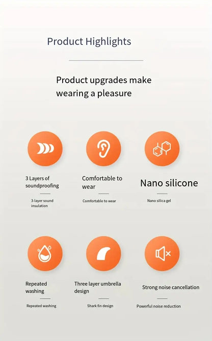 Silicone Noise-Canceling Earplugs for Sleeping - Reusable, Snore & Swimming Comfort, Quiet Night's Rest by Anti Spier