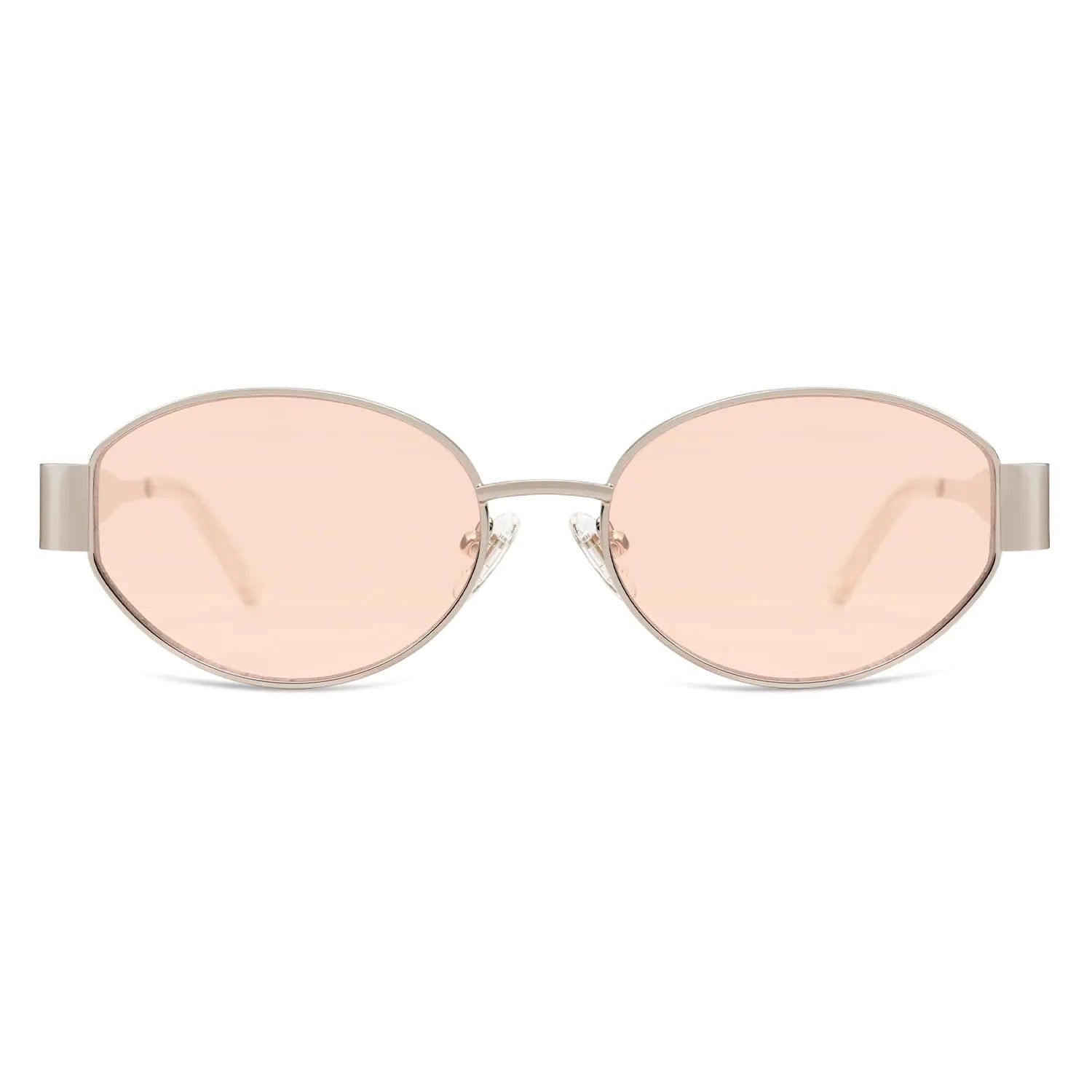 SOJOS Retro Oval Sunglasses for Women Men Trendy Sun Glasses Classic Shades UV400 Protection SJ1217 Light Gold/Light Brown by Anti Spier