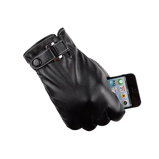 Autumn Warmth Stylish Vegan Leather Touch Smart Gloves by Anti Spier