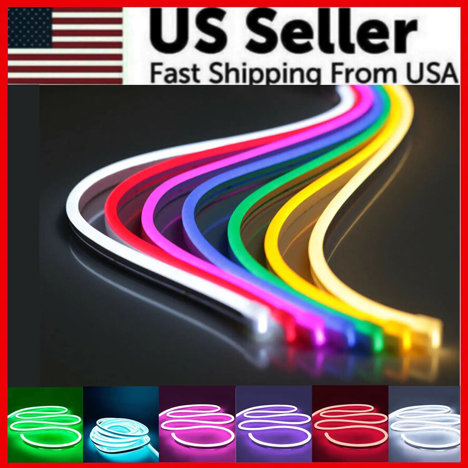 1M 2M 3M 5M 12V Flexible Sign Neon Lights Silicone Tube LED Strip Waterproof USA by Anti Spier