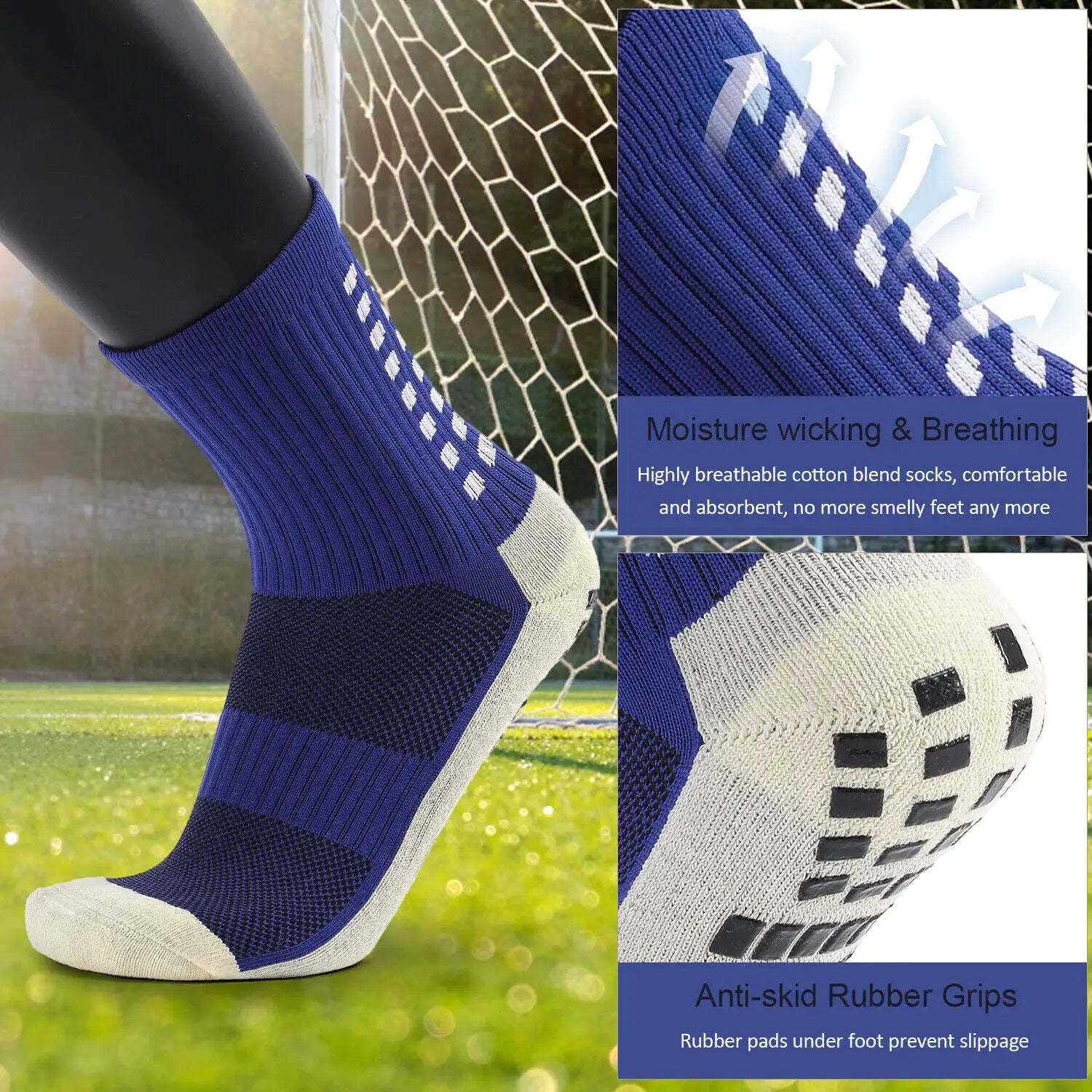 3 Pair Sport Socks Anti Slip W/ Grip Soccer Men Football Basketball Sock Premium by Anti Spier