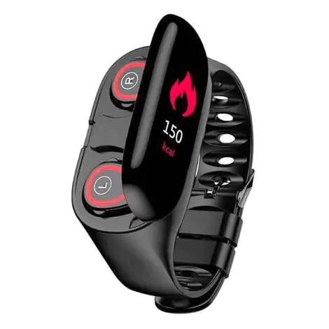 Smart Watch with Built-in TWS Wireless Bluetooth Earphone Blood Heart Rate Monitor by Anti Spier