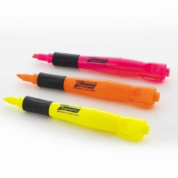 Yellow Fluorescent Highlighters with Cushion Grip (3/Pack) by Anti Spier