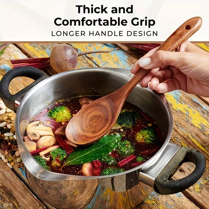 Non-Stick Cookware Set, Wooden Kitchen Utensils Kit, Heat Resistant Up to 450°F, 10pcs Pans Spatulas Slotted Wooden Kitchen Spoons, Elegant Heavy-Duty Wooden Utility Set, Cooking Tools for Baking Serving Everyday & Formal Cooking by Anti Spier