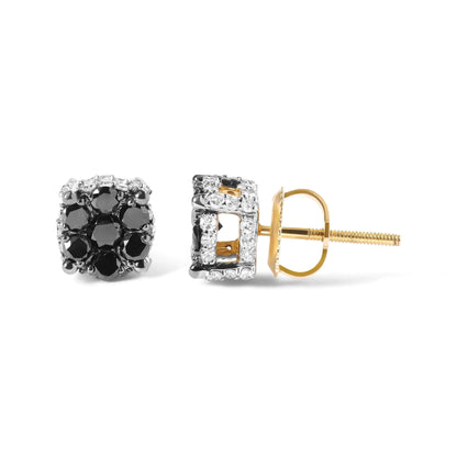 Men's 10K Yellow Gold 1.00 Cttw White and Black Treated Diamond Earring (Black / I-J Color, I2-I3 Clarity) by Anti Spier