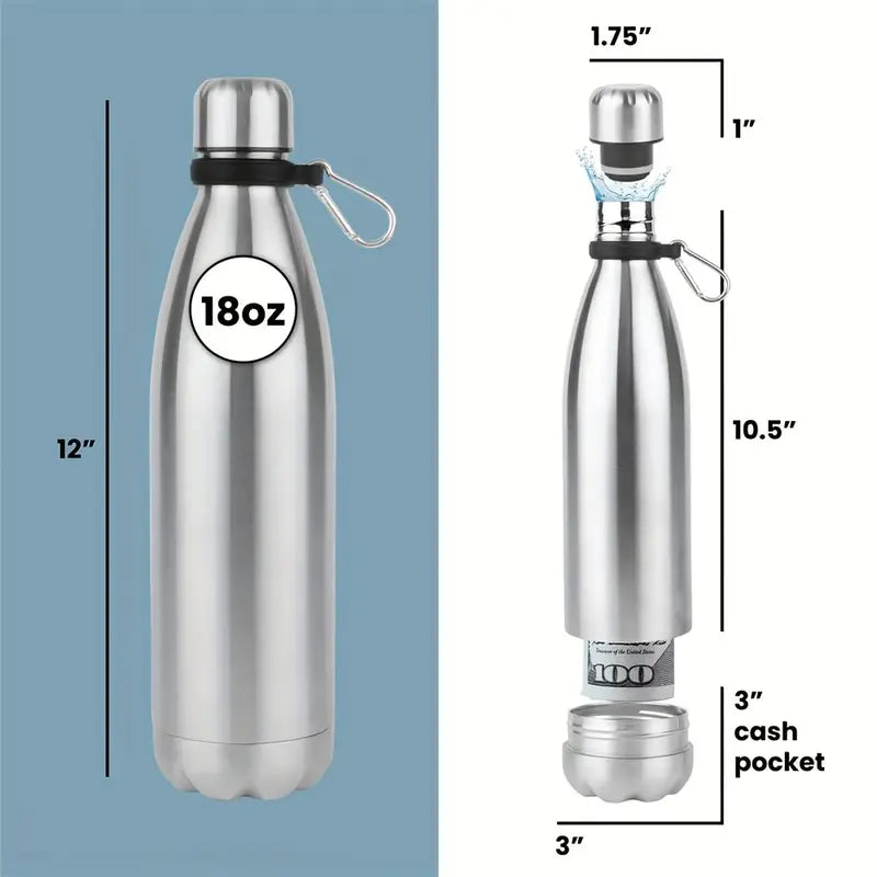 1pc Stainless Steel Insulated Water Bottle with Hidden Compartment - Leak-Proof, Keeps Drinks Hot/Cold, Portable for Travel, Commuting, Outdoor Activities, Commuting Hydration, Sleek Design, Secure Lid Design by Anti Spier
