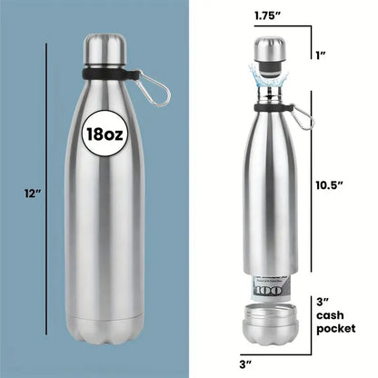 1pc Stainless Steel Insulated Water Bottle with Hidden Compartment - Leak-Proof, Keeps Drinks Hot/Cold, Portable for Travel, Commuting, Outdoor Activities, Commuting Hydration, Sleek Design, Secure Lid Design by Anti Spier