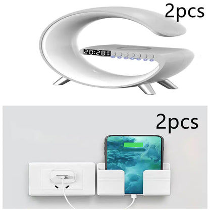 New Intelligent G Shaped LED Lamp Bluetooth Speake Wireless Charger Atmosphere Lamp App Control For Bedroom Home Decor by Anti Spier