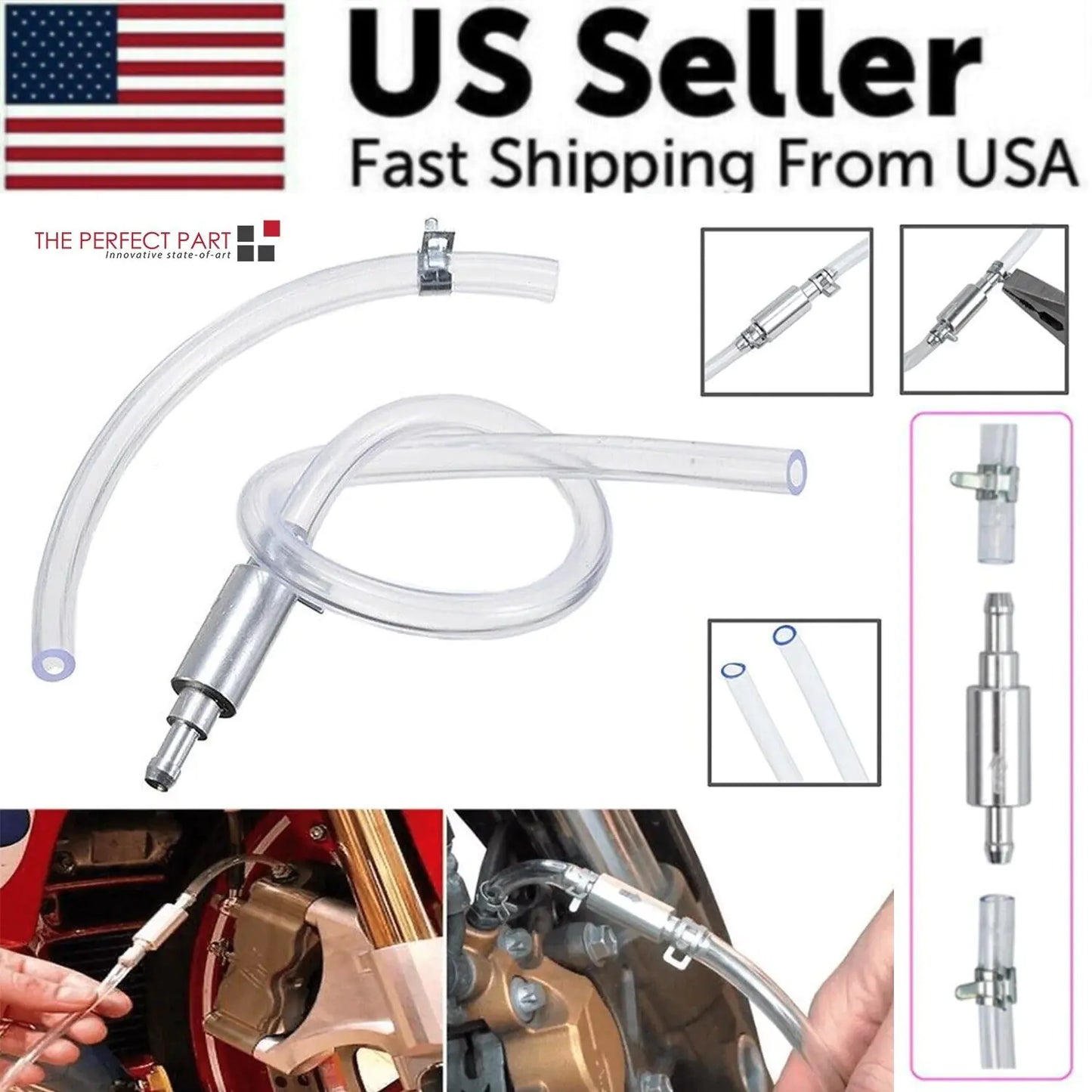 Car Motorcycle Clutch Brake Bleeder Hose One Way Valve Tube Bleeding Tool Set US by Anti Spier