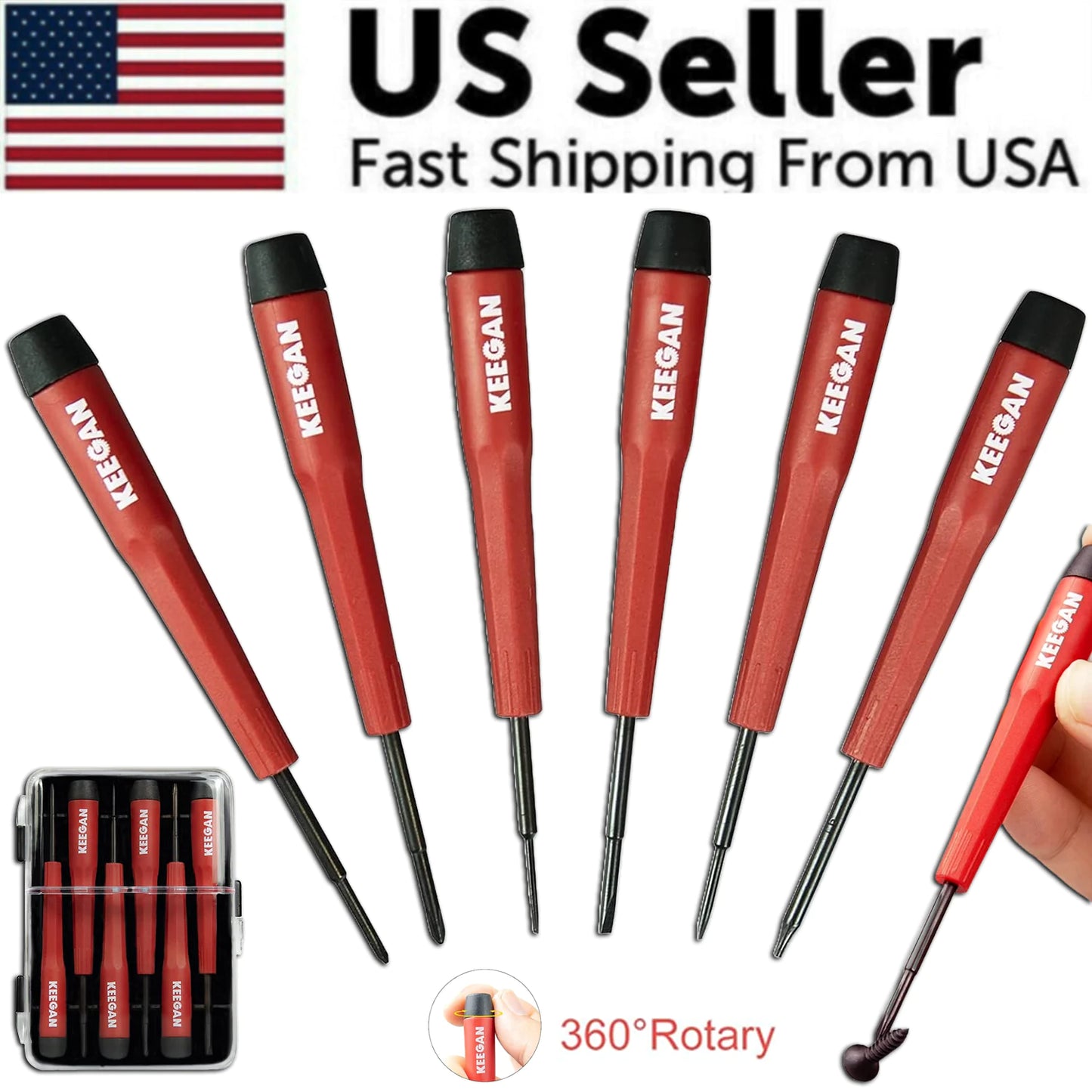 6 Piece Precision Screwdriver Tool Set Eyeglass Repair Computer Kit Magnetic Bit by Anti Spier