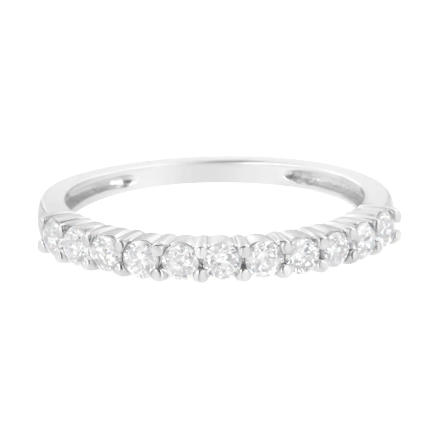 IGI Certified 1/2 Cttw Diamond 10K White Gold Prong Set Fluted Band Style Ring (I-J Color, I2-I3 Clarity) by Anti Spier