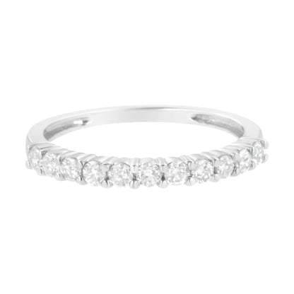 IGI Certified 1/2 Cttw Diamond 10K White Gold Prong Set Fluted Band Style Ring (I-J Color, I2-I3 Clarity) by Anti Spier