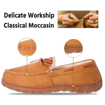 MIXIN Mens Slippers Indoor Outdoor Memory Foam House Shoes Anti-Slip Moccasins Slippers for Men 9 Brown by Anti Spier