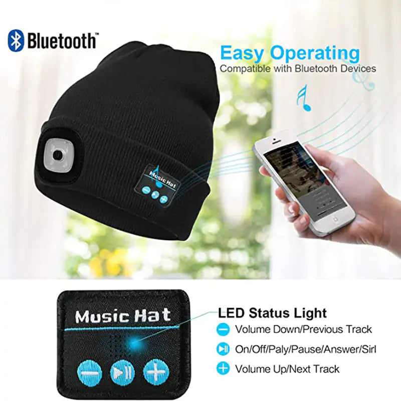 LED Hat With Stereo Headset by Anti Spier