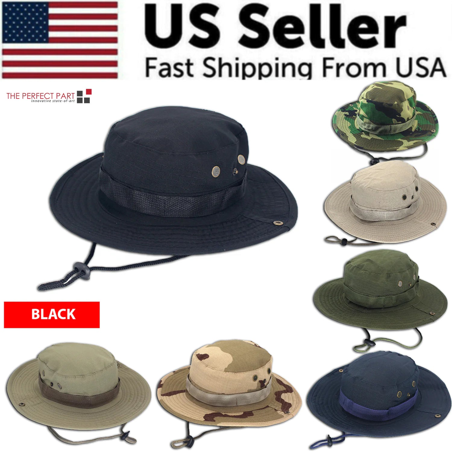 Boonie Bucket Hats Outdoor Fishing Hunting Wide Brim Mesh Camo Safari Sun Cap by Anti Spier