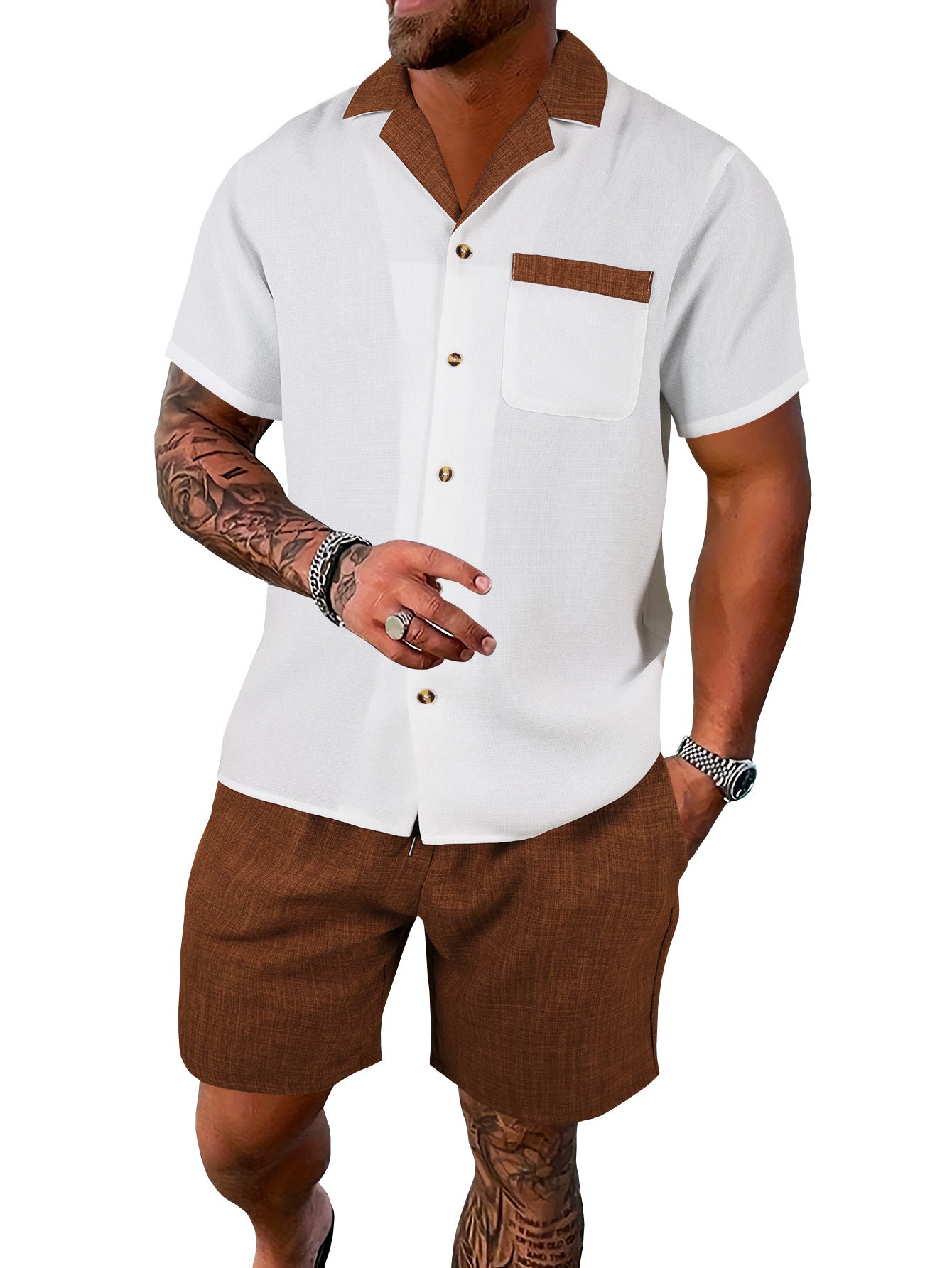 Men's short-sleeved shirt, Hawaiian print casual shirt, men's beach shirt by Hypersku