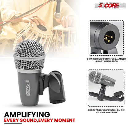 5Core Tabla Microphone Set Uni-Directional XLR Kick Snare Bayan Dayan Instrument Mic by Anti Spier