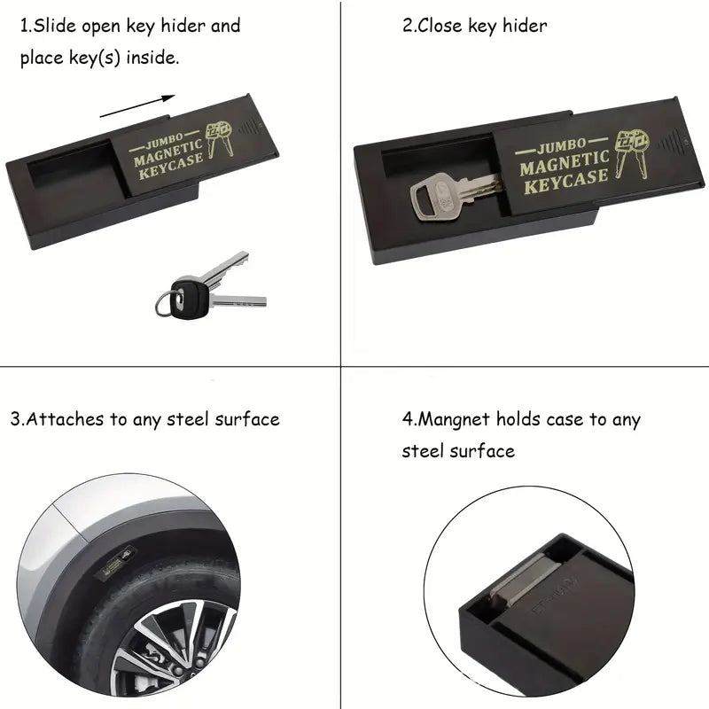1pc Jumbo Magnetic Keycase - Durable, Secure Spare Key Holder for Cars, RVs, Boats, Homes & Airbnb - Emergency Situations by Anti Spier