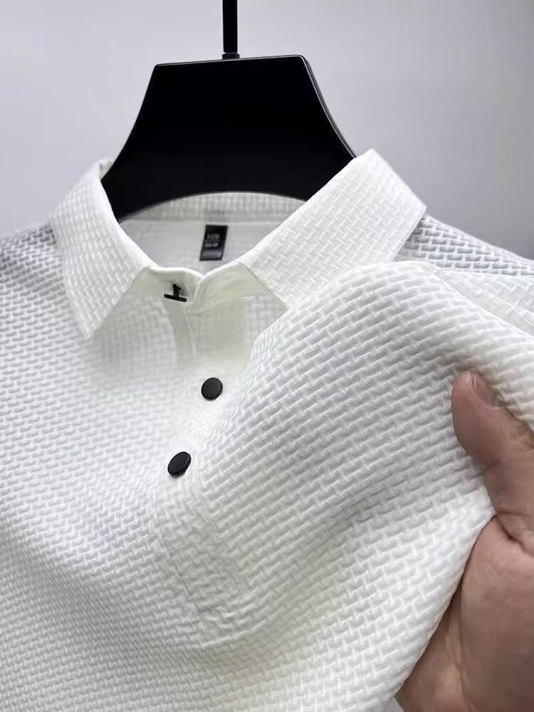 Retro polo shirt for men, versatile in summer, solid-color collared half-sleeve shirt top, trendy short-sleeved shirt by Hypersku