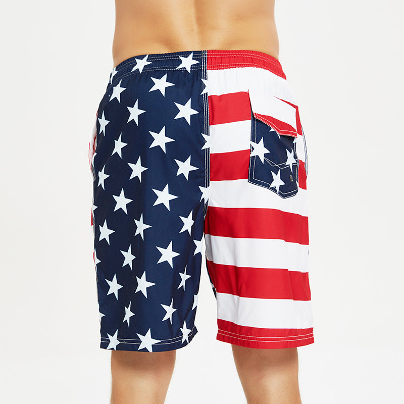 American flag Amazon cross-border exclusive for explosive quick-drying loose beach pants men's oversized five-minute swim shorts by Hypersku