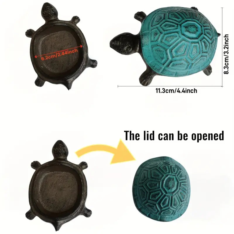 Heavy-Duty Cast Iron Turtle Key Box with Flip-Top Lid - Hidden Key Hider for Door, Garden, Patio - Spare Key Storage - Indoor/Outdoor - Home, Office, Cabin - Outdoor Concealment, Durable, Unique Organizer by Anti Spier