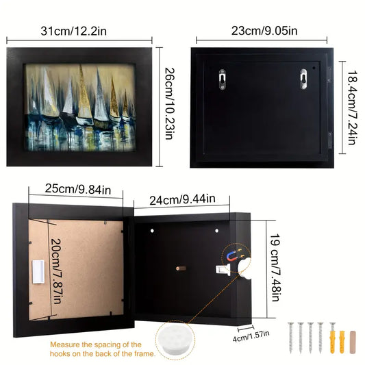 Wooden Hidden Storage Secret Compartment Safe for Pistols, Handguns, and Outdoor Gear, Secure Firearm - Concealment for Home or Office Decor, Accessories, Sleek Appearance, Secure Lock Mechanism by Anti Spier
