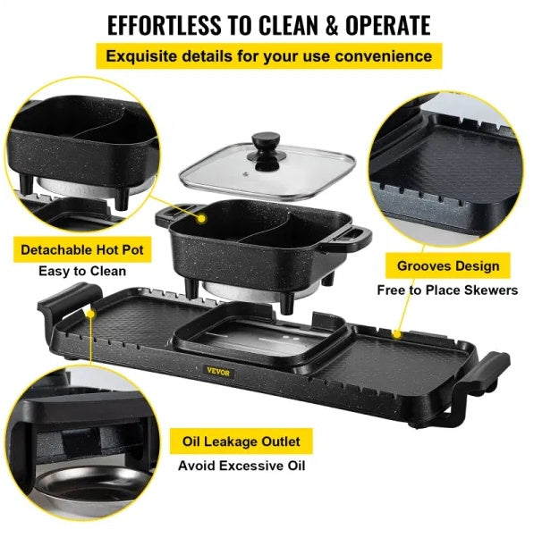 Multifunctional Teppanyaki Grill Pot With Dual Temp Control by Anti Spier